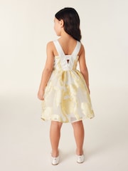 Gold - Baker by Ted Baker Glitzerndes Jacquard-Kleid mit Schleife - Bild 3 von 12