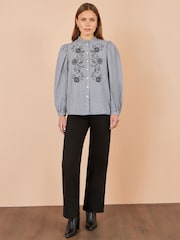 Yumi Black Cotton Gingham Embroidered Shirt - Image 2 of 5