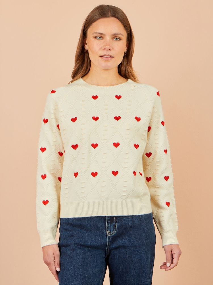 Suéter con corazones bordados de Yumi - Imagen 1 de 5