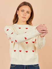 Suéter con corazones bordados de Yumi - Imagen 2 de 5