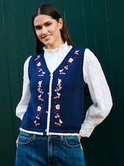 Yumi Brodert Strikket Vest - Bilde 1 av 5