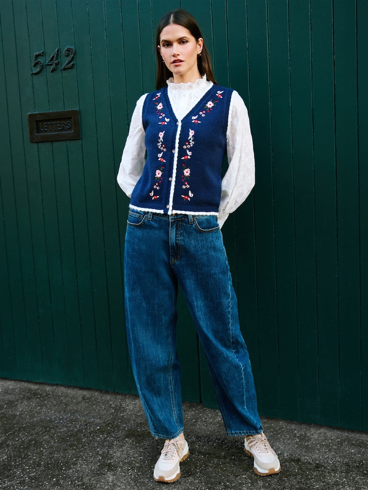 Yumi Brodert Strikket Vest - Bilde 2 av 5