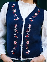 Yumi Brodert Strikket Vest - Bilde 3 av 5