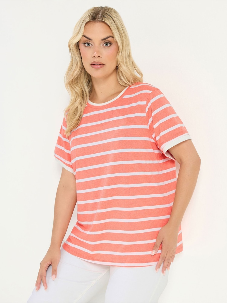 Yours Curve Orange Long Sleeve Contrast Square Neck Top - Image 1 of 5 Yours Curve Orange Long Sleeve Contrast Square Neck Top - Image 1 of 5