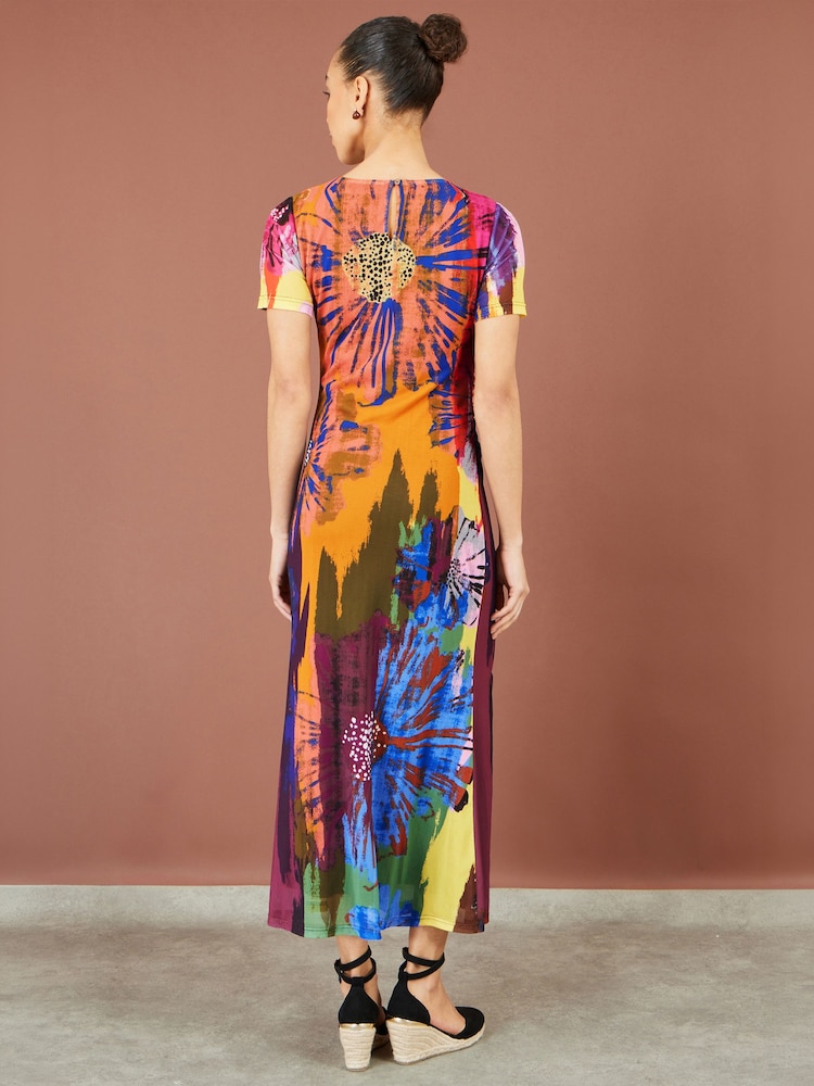 Сетчатое платье миди с абстрактным цветочным принтом Yumi - Изображение 5 5
