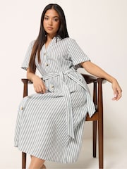 M&Co Blue Petite Stripe Shirt Dress - Image 2 of 5