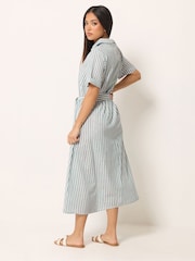 M&Co Blue Petite Stripe Shirt Dress - Image 3 of 5