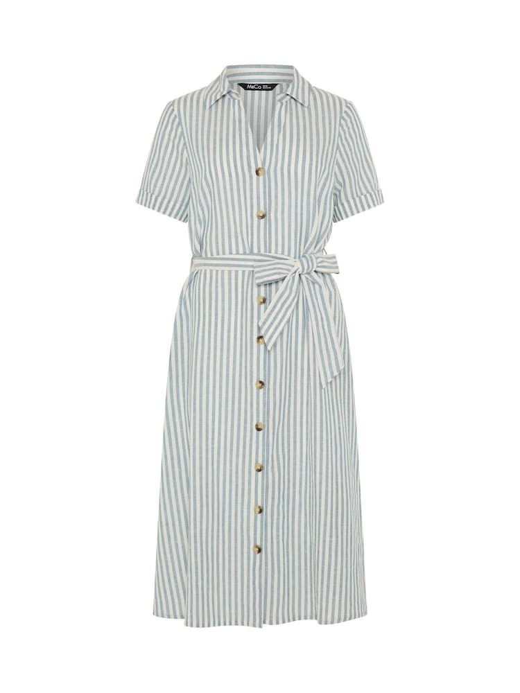 M&Co Blue Petite Stripe Shirt Dress - Image 5 of 5 M&Co Blue Petite Stripe Shirt Dress - Image 5 of 5