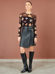 Yumi Black Cosmic Mesh Top - Image 2 of 5