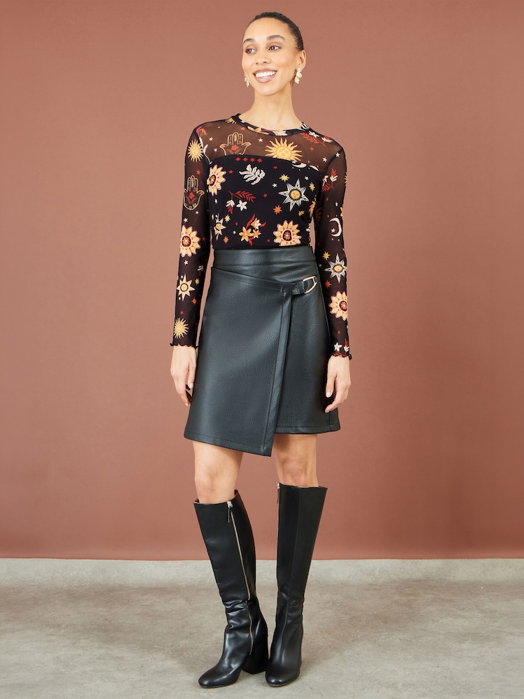 Yumi Black Cosmic Mesh Top - Image 2 of 5 Yumi Black Cosmic Mesh Top - Image 2 of 5