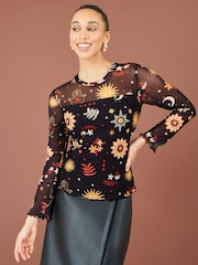 Yumi Black Cosmic Mesh Top - Image 4 of 5