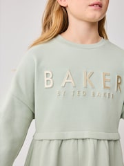 Sage zelena - Baker by Ted Baker 100% bombaž embossed z blagovno znamko pulover - Slika 4 iz 11