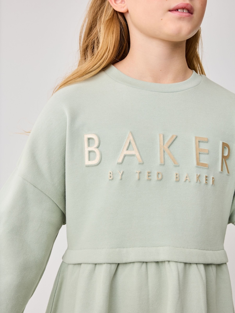 Baker by Ted Baker 100% Cotton Embossed Branded Sweat Dress - Image 4 of 11