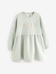 Sage zelena - Baker by Ted Baker 100% bombaž embossed z blagovno znamko pulover - Slika 7 iz 11