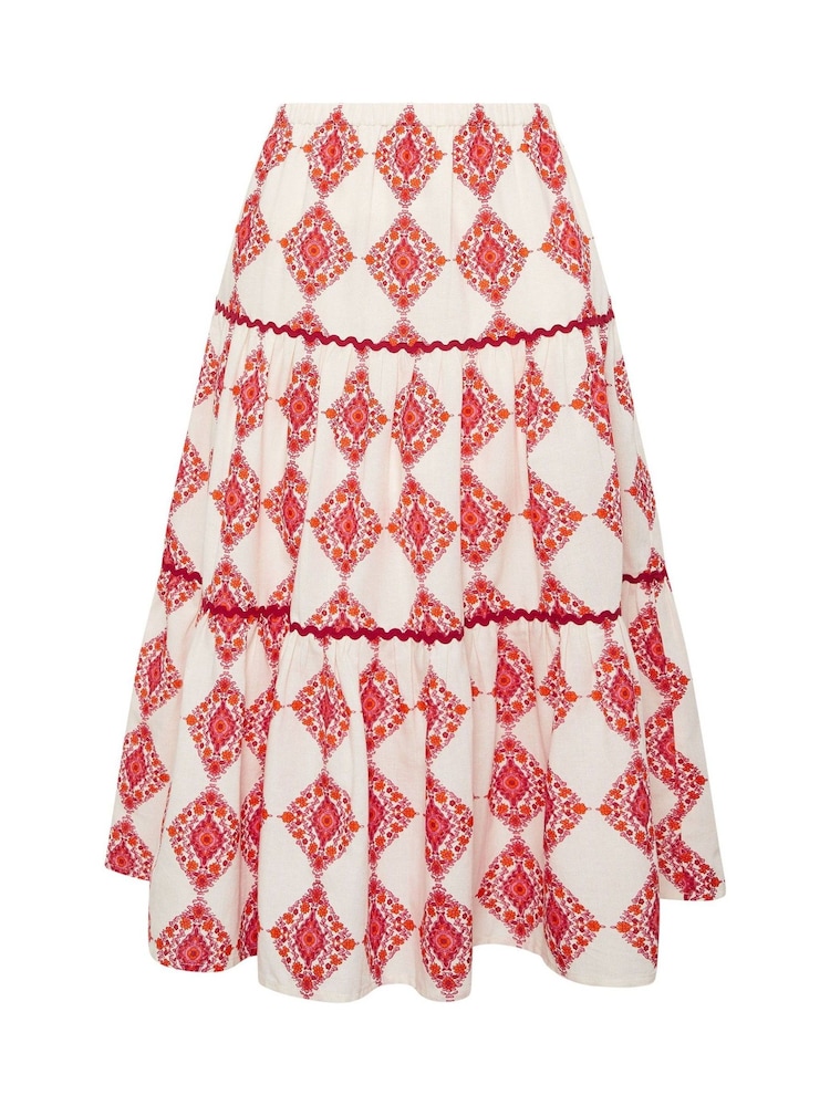 M&Co Cream Printed Tile Maxi Skirt - Image 5 of 5 M&Co Cream Printed Tile Maxi Skirt - Image 5 of 5