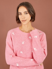 Rosa - Suéter holgado bordado de margaritas de Yumi - Imagen 3 de 5