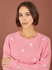 Rosa - Suéter holgado bordado de margaritas de Yumi - Imagen 4 de 5