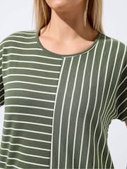 Yours Curve Green Limited 2 Way Stripe T-Shirt - Image 4 of 5
