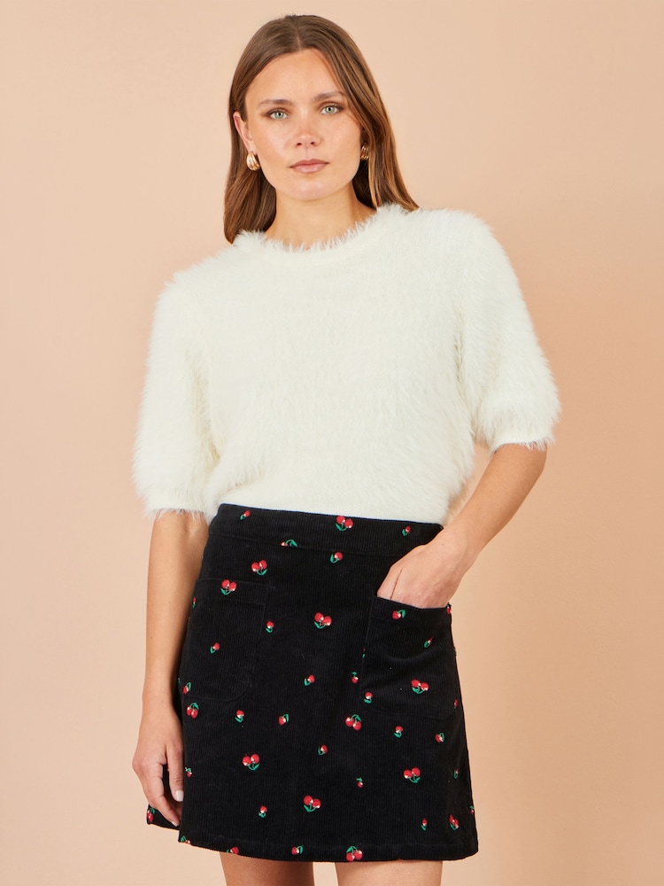 Чорний - Yumi Embroidered Cord Mini Skirt - Image 1 of 5