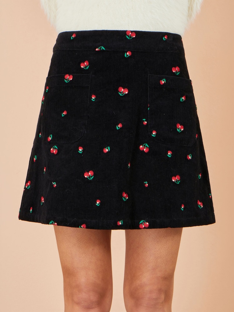 Чорний - Yumi Embroidered Cord Mini Skirt - Image 2 of 5