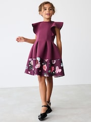 Baker by Ted Baker Plum Purple Floral Print Scuba Dress - Image 1 of 8