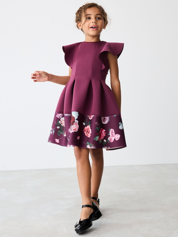 Baker by Ted Baker Plum Purple Floral Print Scuba Dress - Image 1 of 8
