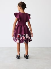 Baker by Ted Baker Plum Purple Floral Print Scuba Dress - Image 2 of 8
