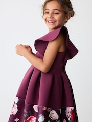 Baker by Ted Baker Plum Purple Floral Print Scuba Dress - Image 3 of 8