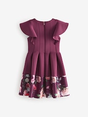 Baker by Ted Baker Plum Purple Floral Print Scuba Dress - Image 6 of 8