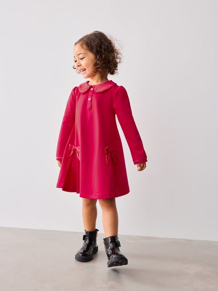 Baker by Ted Baker Red Satin Collar and Bow Dress - Image 1 of 10