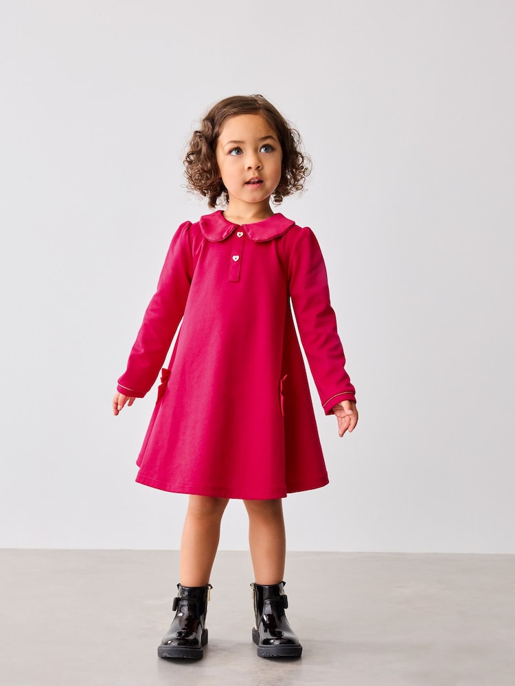 Baker by Ted Baker Red Satin Collar and Bow Dress - Image 2 of 10