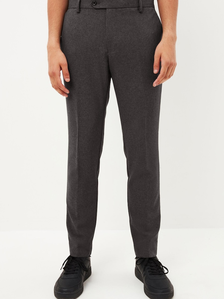 Grey Skinny Machine Washable Plain Front Smart Trousers - Image 1 of 7