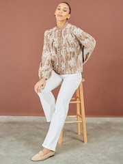 Yumi Brown Embroidered Floral Relaxed Shirt - Image 2 of 5