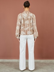 Yumi Brown Embroidered Floral Relaxed Shirt - Image 5 of 5