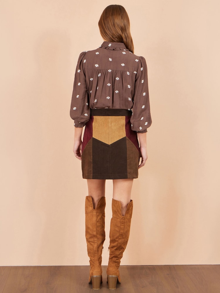 Yumi Brown Patchwork Cord Mini Skirt - Image 3 of 3 Yumi Brown Patchwork Cord Mini Skirt - Image 3 of 3