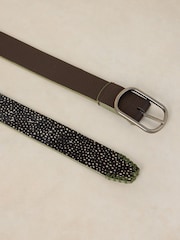 White Stuff Brown Reversible Leather Belt - Image 3 of 3