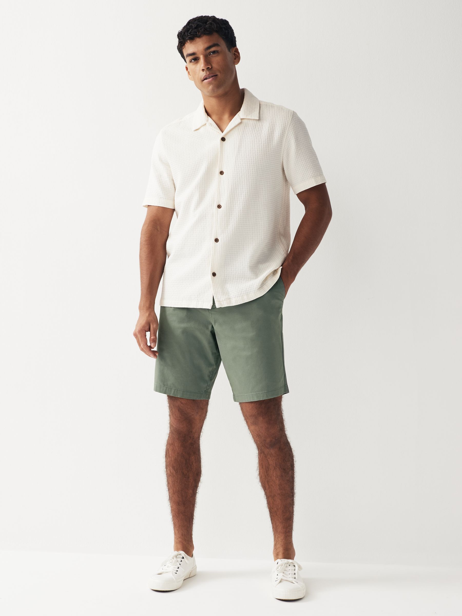 Green shorts white shirt best sale