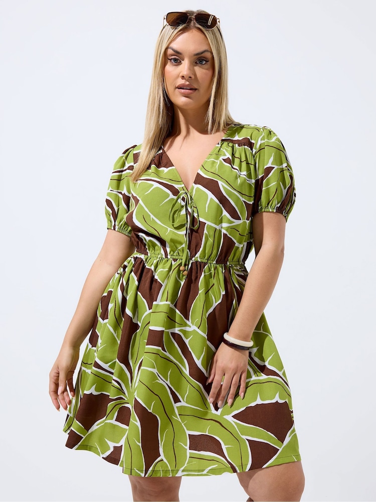 Yours Curve Green Limited Mini Dress - Image 1 of 5 Yours Curve Green Limited Mini Dress - Image 1 of 5