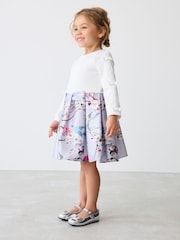 Baker by Ted Baker Mint Green Bird Floral Print Bow Satin Dress - Image 4 of 10