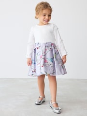 Baker by Ted Baker Mint Green Bird Floral Print Bow Satin Dress - Image 5 of 10