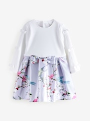 Baker by Ted Baker Mint Green Bird Floral Print Bow Satin Dress - Image 7 of 10