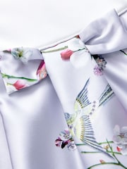 Baker by Ted Baker Mint Green Bird Floral Print Bow Satin Dress - Image 9 of 10