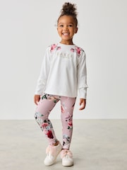 Baker by Ted Baker Neutral Floral Print Top And Leggings Set - Image 1 of 10