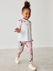 Baker by Ted Baker Neutral Floral Print Top And Leggings Set - Image 2 of 10
