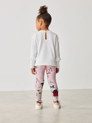Baker by Ted Baker Neutral Floral Print Top And Leggings Set - Image 3 of 10