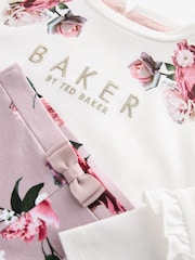 Baker by Ted Baker Neutral Floral Print Top And Leggings Set - Image 9 of 10