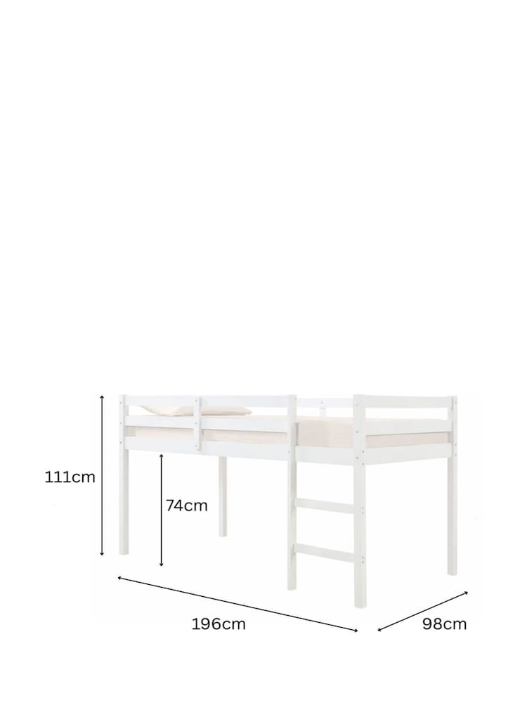 Aspire Furniture White Cove Midsleeper Wooden Children's Bed Frame with Memory Foam Mattress - Image 6 of 6