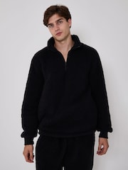 Loungeable Cosy Borg Fleece Quarter Zip and Joggers Lounge Set - Obraz 1 z 5