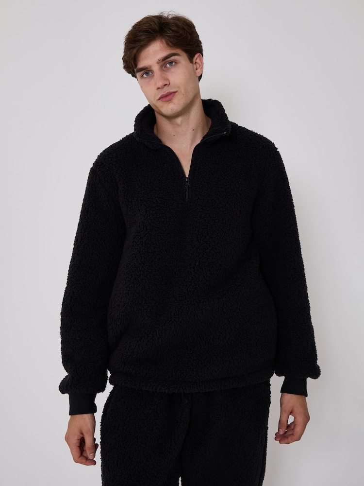 Loungeable Cosy Borg Fleece Quarter Zip and Joggers Lounge Set - Obraz 1 z 5