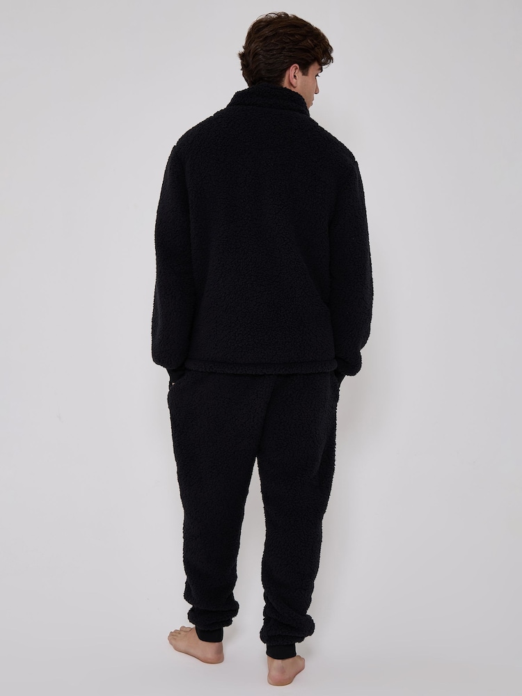 Loungeable Cosy Borg Fleece Quarter Zip and Joggers Lounge Set - Obraz 2 z 5